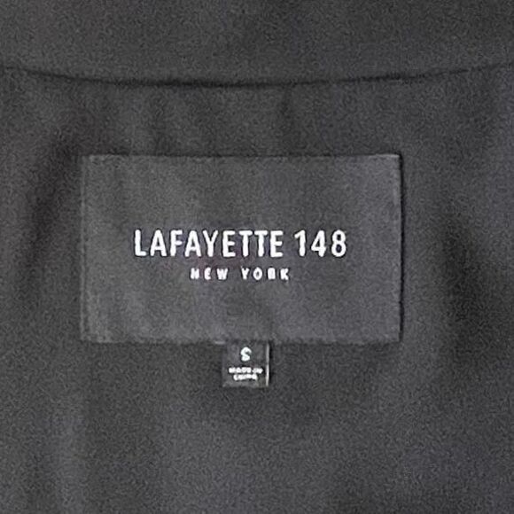 Lafayette 148 New York Silk Jacket Women’s Size Small Black Zip Front Minimalist - Picture 8 of 9